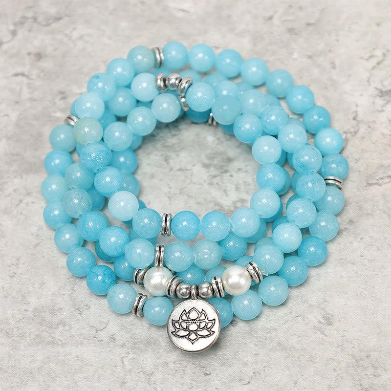 KarmaRipple's Authentic Amazonite Stone Balancing Lotus Mala Bracelet p1