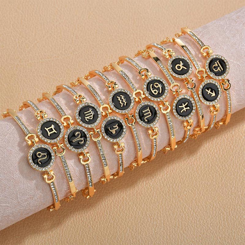 KarmaRipple's 12 Constellations of the Zodiac Rhinestone Chain Adjustable Bracelet ( p14