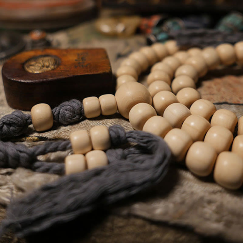 KarmaRipple's 108 Mala Beadwork Abelia Biflora Wood Warding Off Evil Spirits Wrist Mala p8
