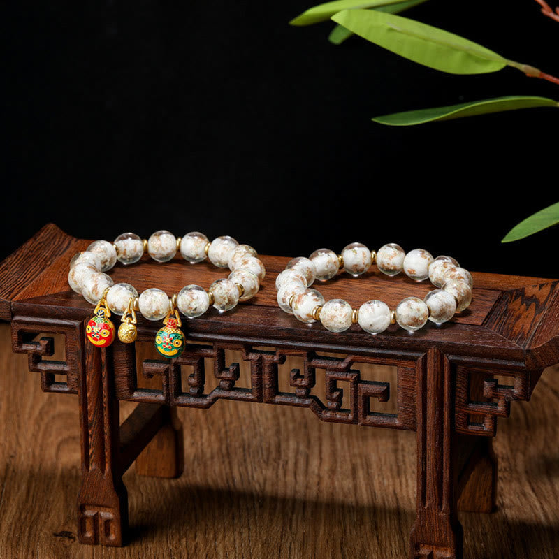 KarmaRipple's Gold Swallowing Beast Family Talisman Luminous Fluorescent Liuli Glass Bead Success Bracelet p20
