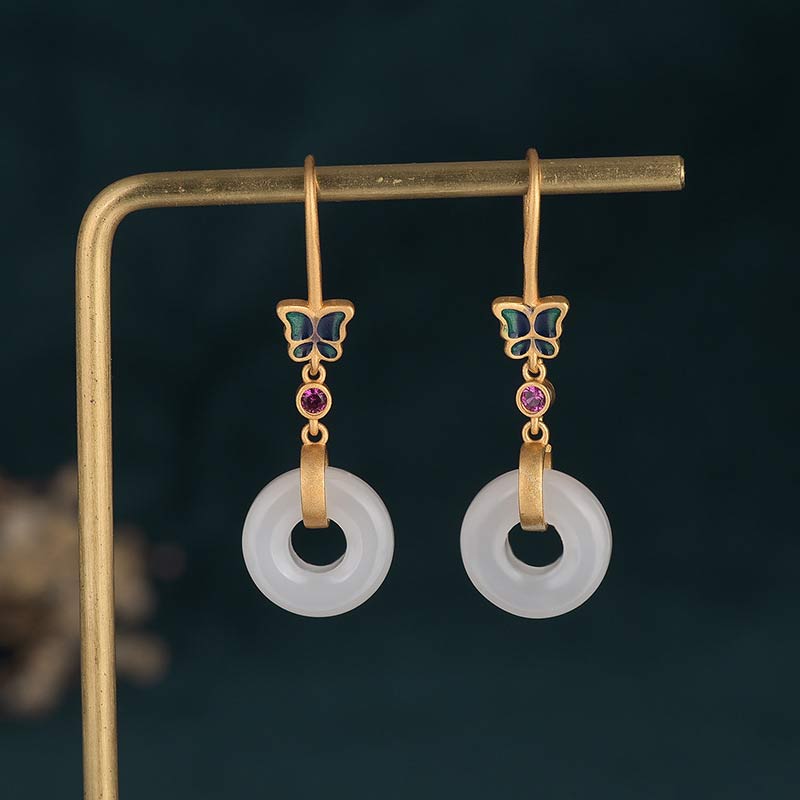 KarmaRipple's FengShui Ivory Jade Butterfly Fortune Earrings p2