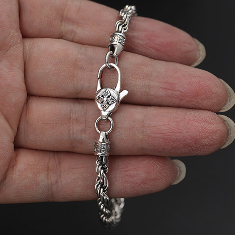 KarmaRipple's 925 Sterling Silver Tibet Om Mani Padme Hum Double Dorje Vajra Twisted Design Peace Love Bracelet p8