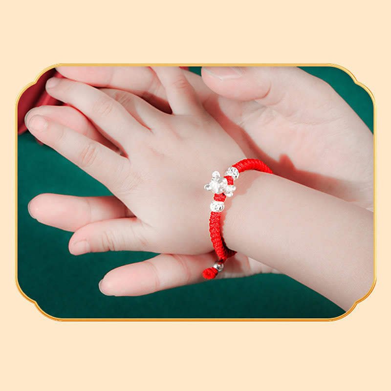 KarmaRipple's 999 Sterling Silver Chinese Zodiac Red Rope Fortune Handcrafted Kids Bracelet p17