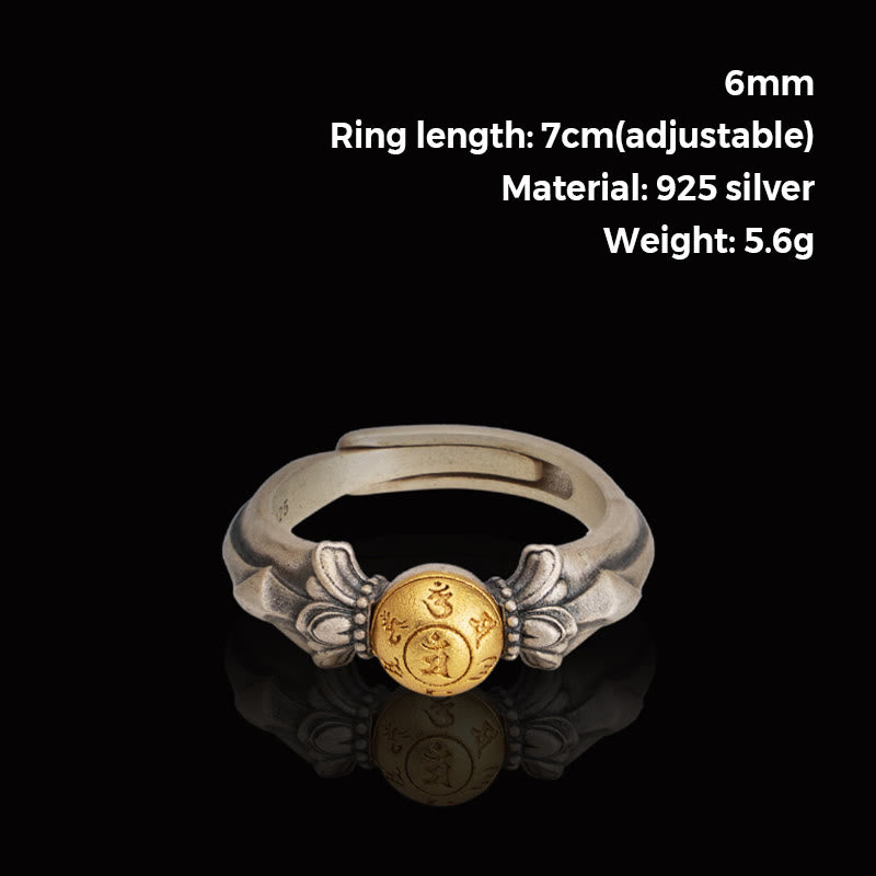 KarmaRipple's 925 Sterling Silver Manjusri Mantra Om Mani Padme Hum Peace Adjustable Ring p7