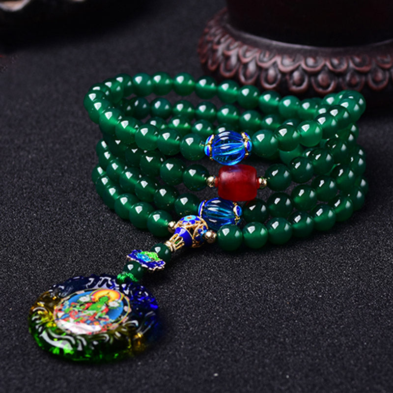 KarmaRipple's 108 Mala Beadwork Authentic Green Agate Bodhisattva Green Tara Manifestation Talisman Bracelet p2