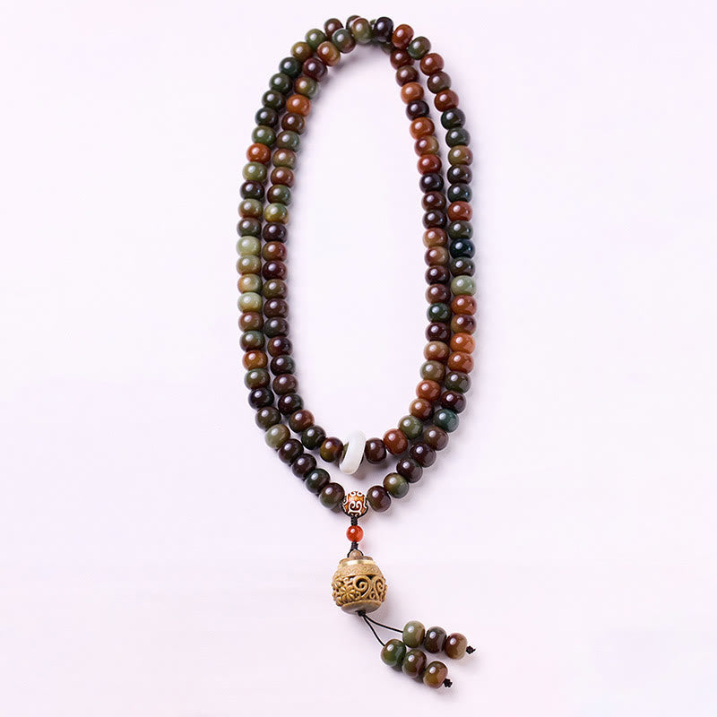 KarmaRipple's 108 Mala Beadwork Dunhuang Color Bodhi Seed Dzi Bead Keep Away Evil Spirits Bracelet p5
