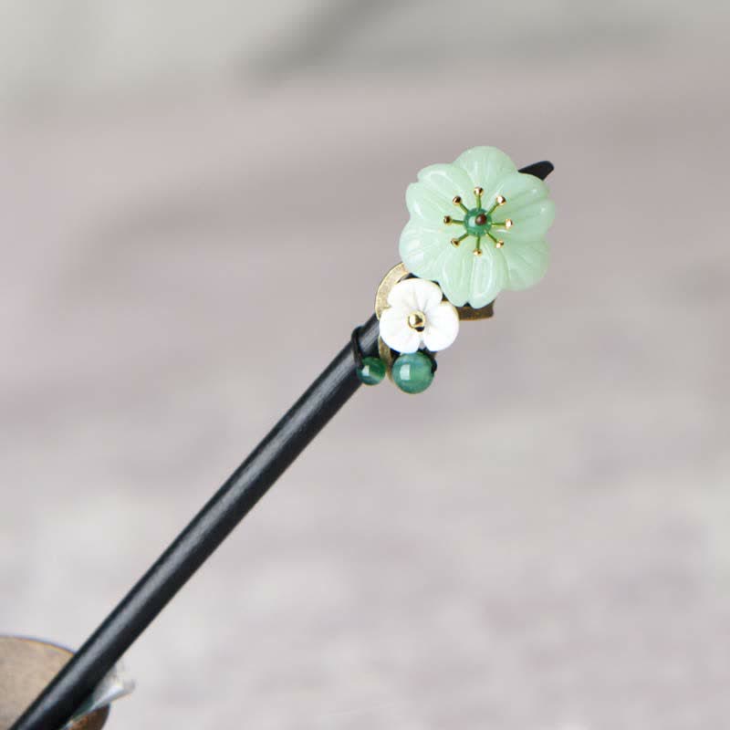 KarmaRipple's Green Aventurine Flower Agate Positivity Hairpin Decoration p1