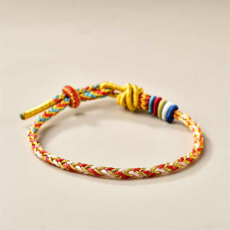 KarmaRipple's Handcrafted Colorful Gold Balancing Braid Rope Bracelet p4