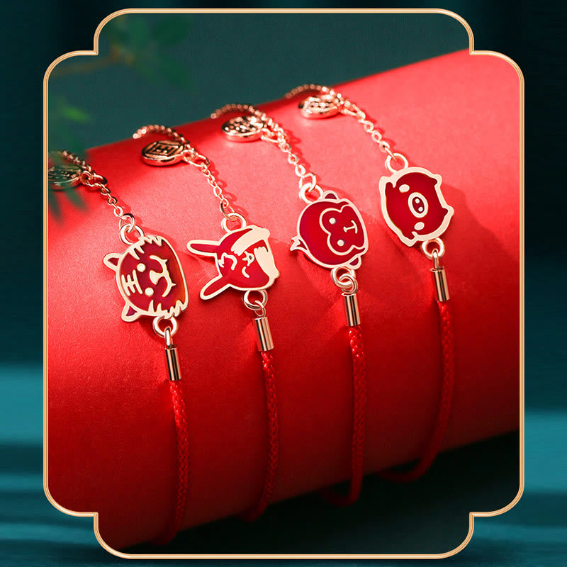 KarmaRipple's 925 Sterling Silver Color-changing Chinese Zodiac Fortune Protection Red String Chain Bracelet p26