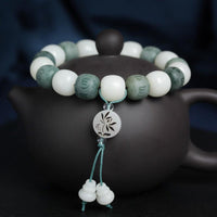 KarmaRipple's Ivory Bodhi Six True Words Protection Bracelet