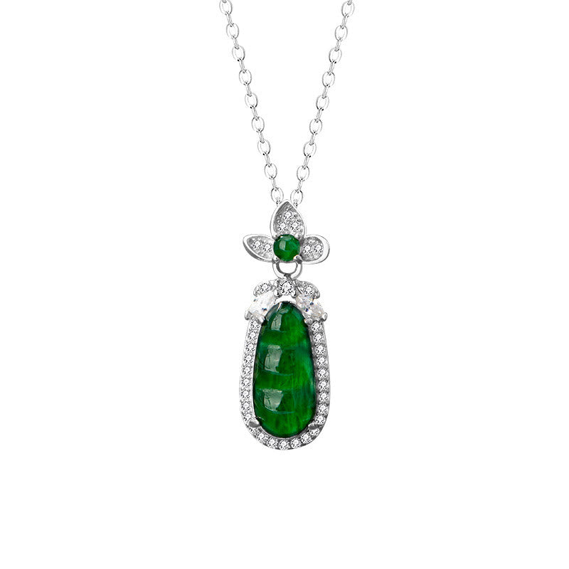 KarmaRipple's 925 Sterling Silver Cyan Jade Pea Design Fortune Balancing Pendant Necklace p6