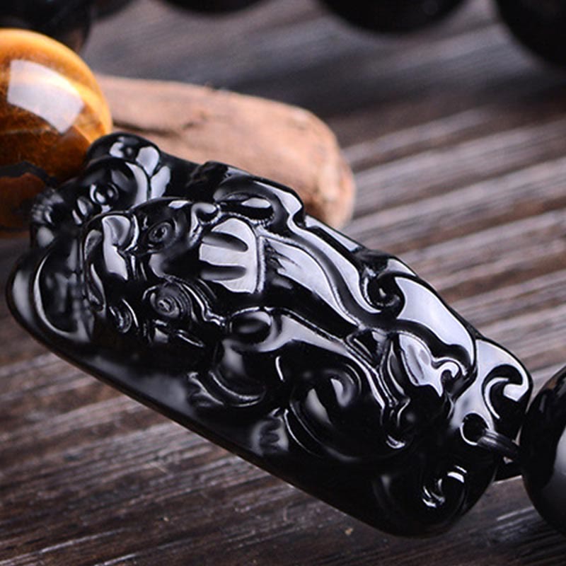 KarmaRipple's Authentic Black Obsidian PiXiu Tiger's Eye Strength Bracelet p12