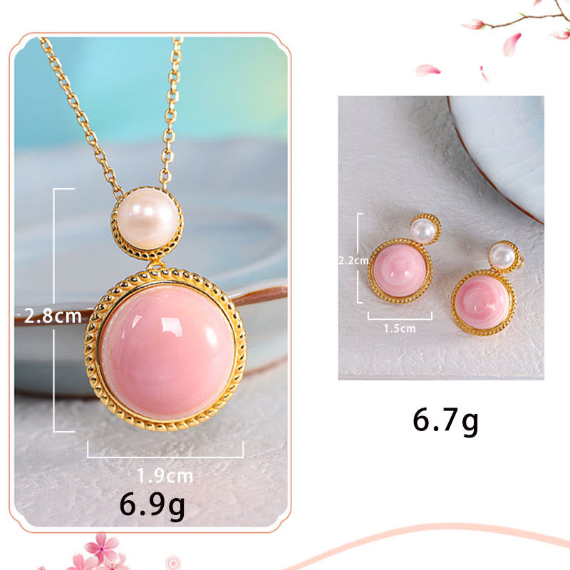 KarmaRipple's 925 Sterling Silver Queen Conch Shell Pearl Fortune Blessing Earrings Pendant Necklace Jewelry Set p8