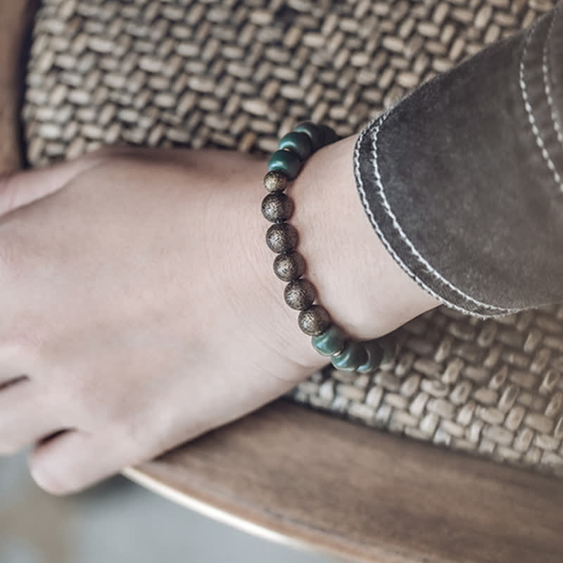 KarmaRipple's Tibetan Cyan Bodhi Seed Bronze Success Bracelet p3