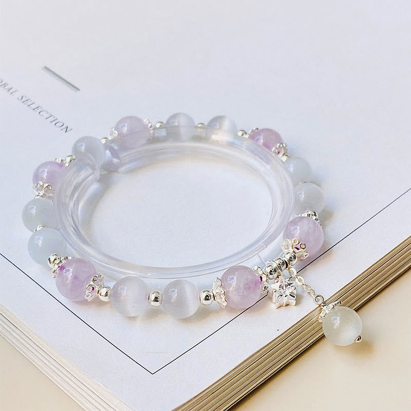 KarmaRipple's 925 Sterling Silver Authentic Amethyst Cat's Eye Spiritual Awareness Star Bracelet p2