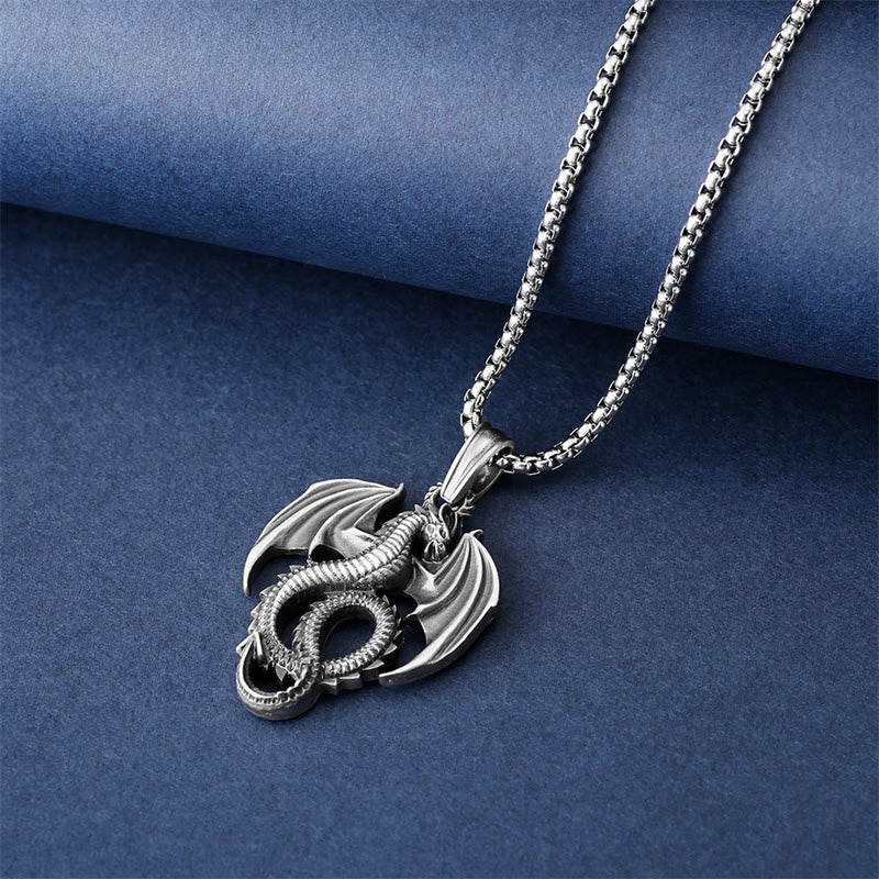 KarmaRipple's Pure Tin Dragon Fortune Success Pendant Necklace p4