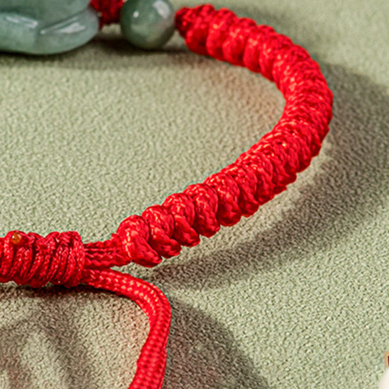 KarmaRipple's Handmade Authentic Jade PiXiu Protection King Kong Weave Woven String Bracelet p9