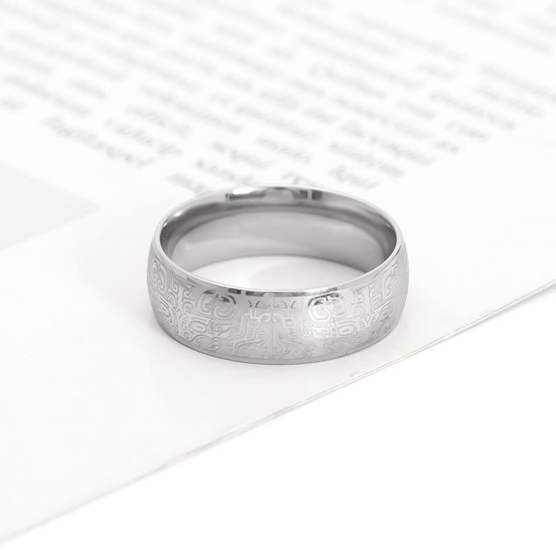 KarmaRipple's Fortunate Mythological Creature Taotie Wealth Titanium Steel Ring p31