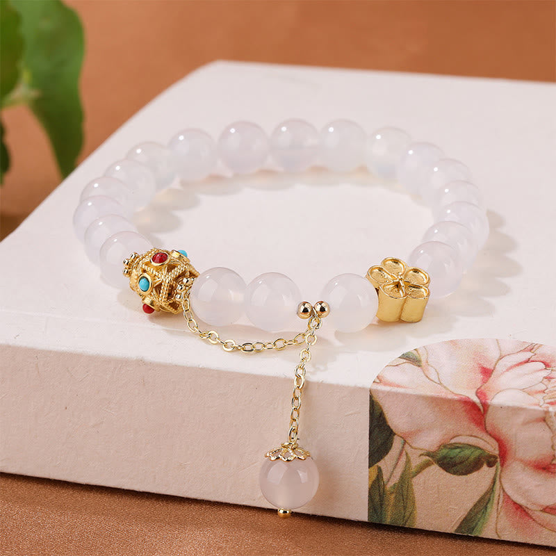 KarmaRipple's Authentic Red Agate Ivory Agate Peach Blossom Self-acceptance Bracelet p8