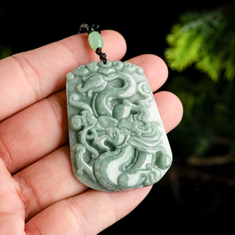 KarmaRipple's Year Of The Dragon Chinese Zodiac Dragon Soaring Jade Protection Bead Chain Pendant Necklace p5