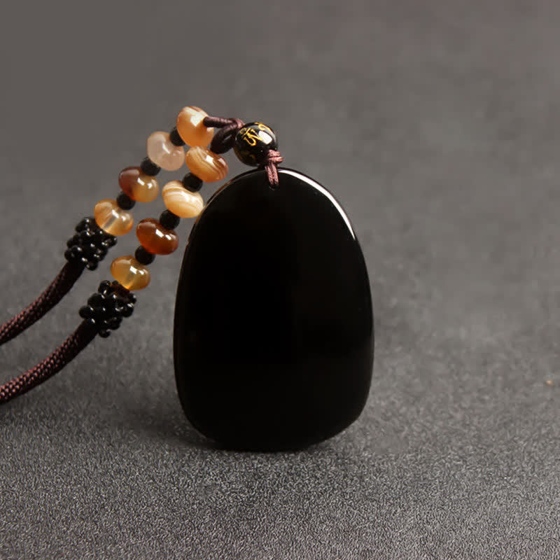 KarmaRipple's Black Obsidian Tiger Eye Dragon Phoenix Protection Beaded Pendant Necklace p10