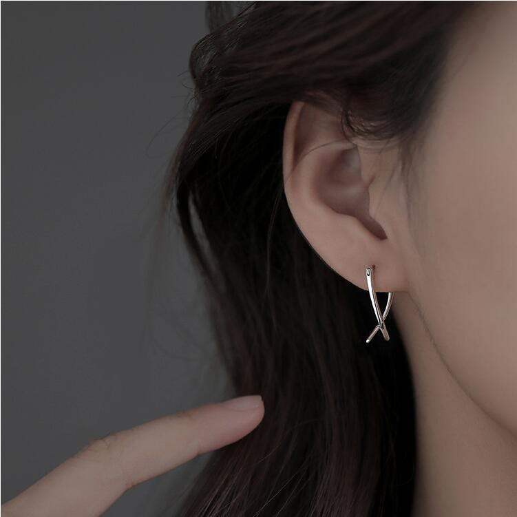KarmaRipple's Geometric Cross Design Fortune Hoop Earrings p4