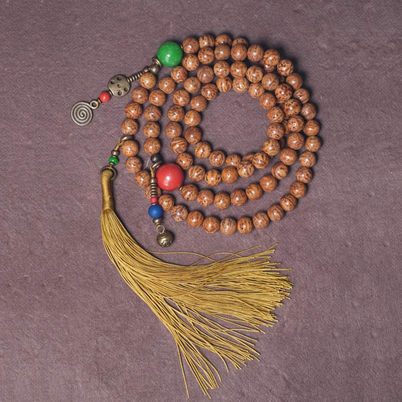 KarmaRipple's 108 Mala Beadwork Bodhi Seed Wisdom Peace Tassel Bracelet p1