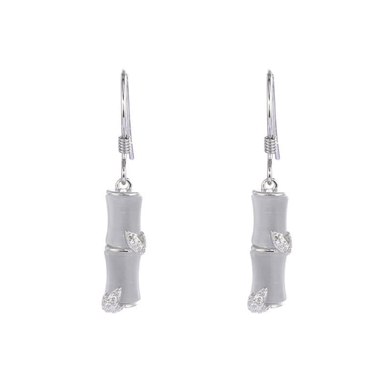 KarmaRipple's 925 Sterling Silver Hetian Jade Chrysoberyl Cat Eye Red Agate Bamboo Fortune Drop Earrings p5