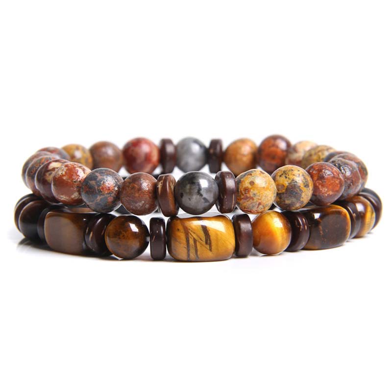 KarmaRipple's 2PCS Balancing Gemstone Emperor Stone Tiger Eye Bead Bracelet p33