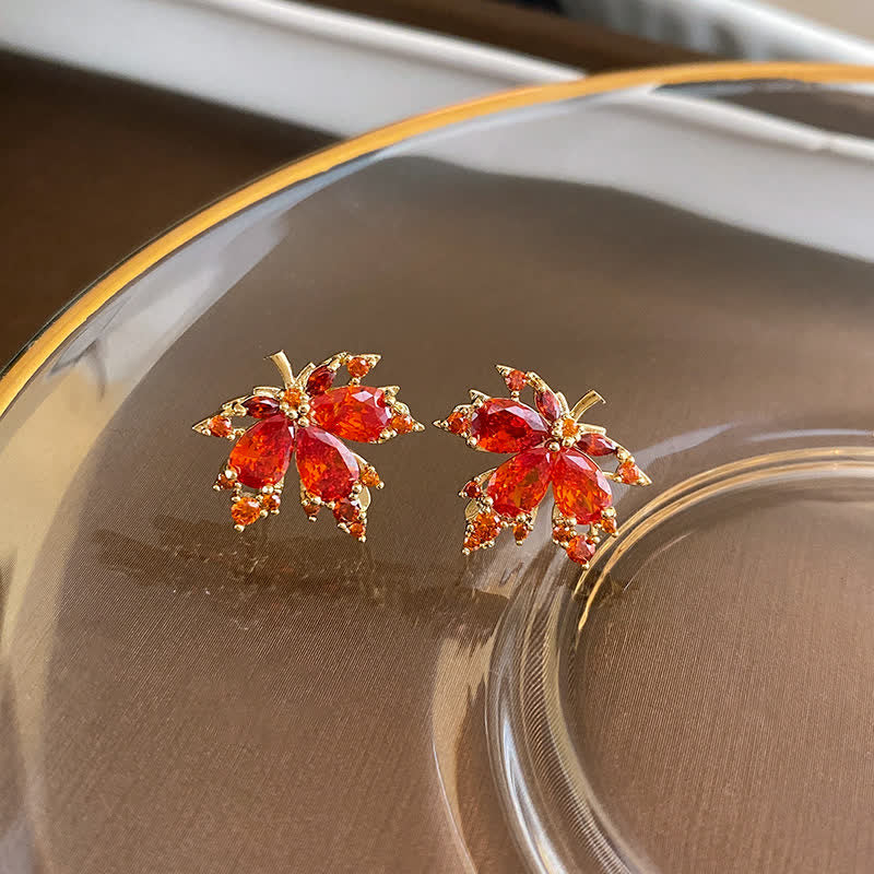 KarmaRipple's Maple Leaf Zircon Fortune Pendant Necklace Ring Earrings p7
