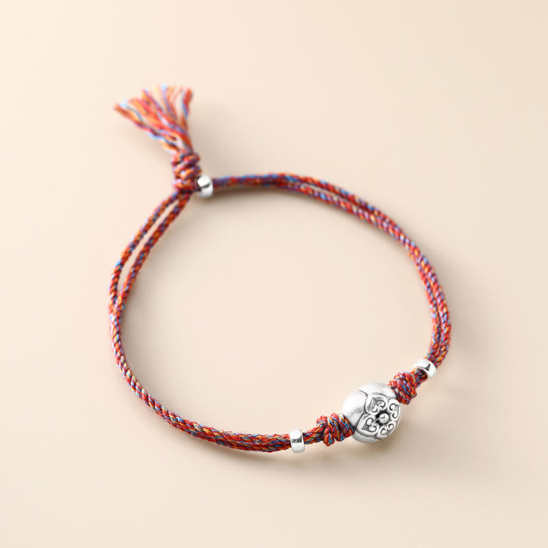 KarmaRipple's 999 Sterling Silver Persimmon Fortune Multicolored Woven Bracelet p18