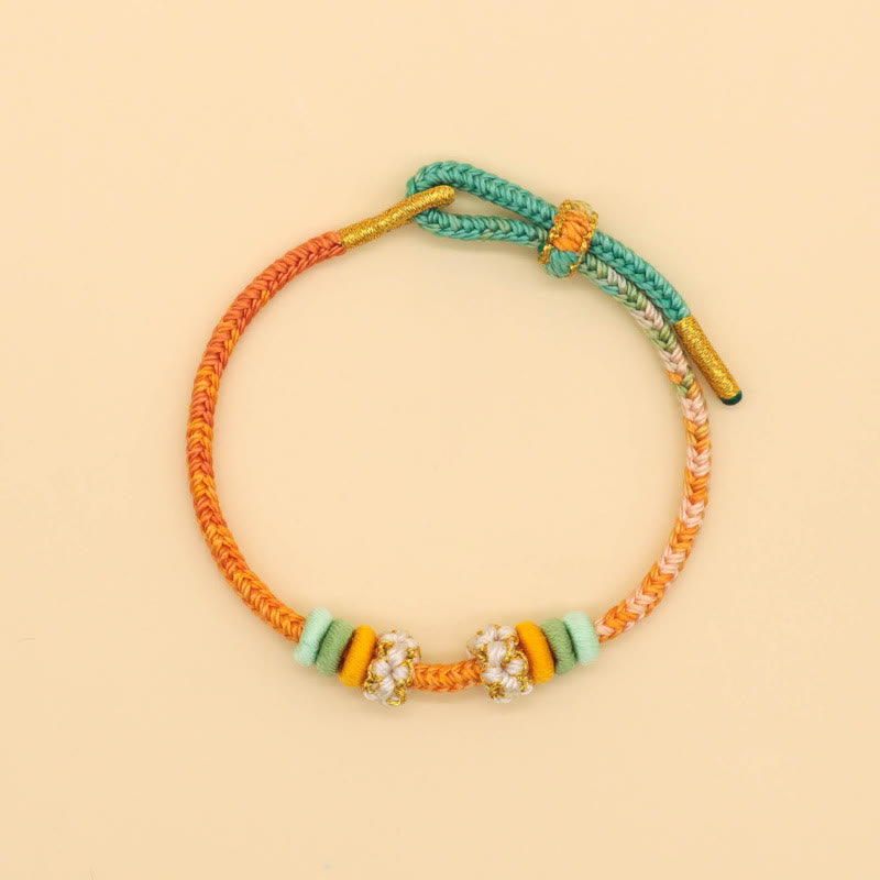 KarmaRipple's Handmade Eight Thread Peace Weave Peach Blossom Weave Fortune Rope Woven Bracelet p11
