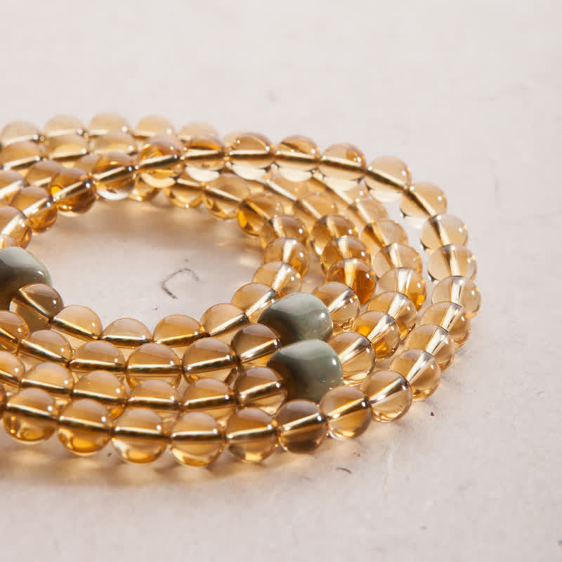 KarmaRipple's 108 Mala Beadwork 925 Sterling Silver Citrine Sandalwood Turquoise Protection Prosperity Bracelet p20
