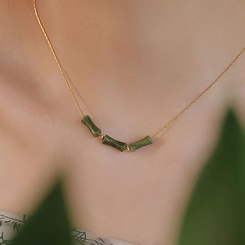 KarmaRipple's Bamboo Leaf Jade Design Wealth Pendant Necklace p7
