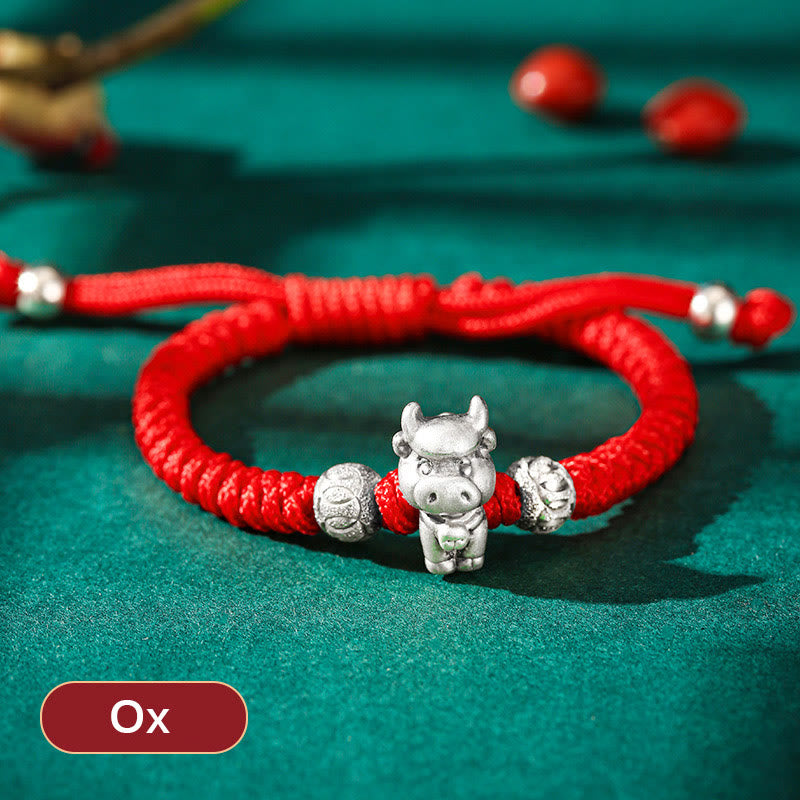 KarmaRipple's 999 Sterling Silver Chinese Zodiac Red Rope Fortune Handcrafted Kids Bracelet p36