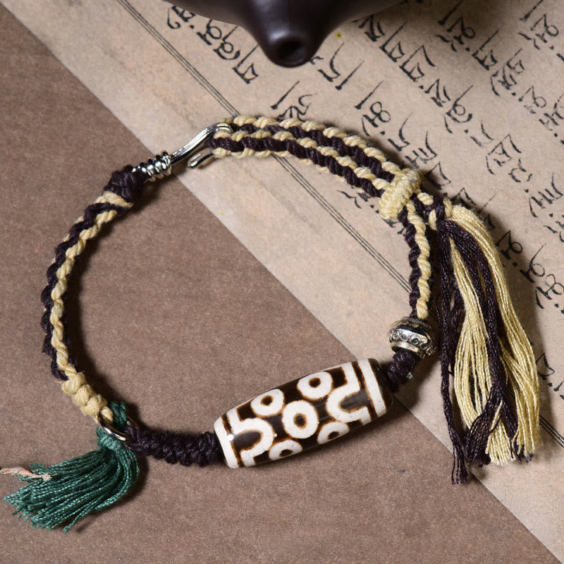 KarmaRipple's Handcrafted Tibetan Nine-Eye Dzi Bead Blessings Rope Bracelet p3