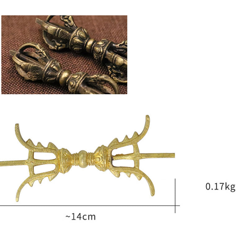 KarmaRipple's Handmade Nepal Five Prong Three Prong Vajra Dorje Strength Bronze Decoration p15