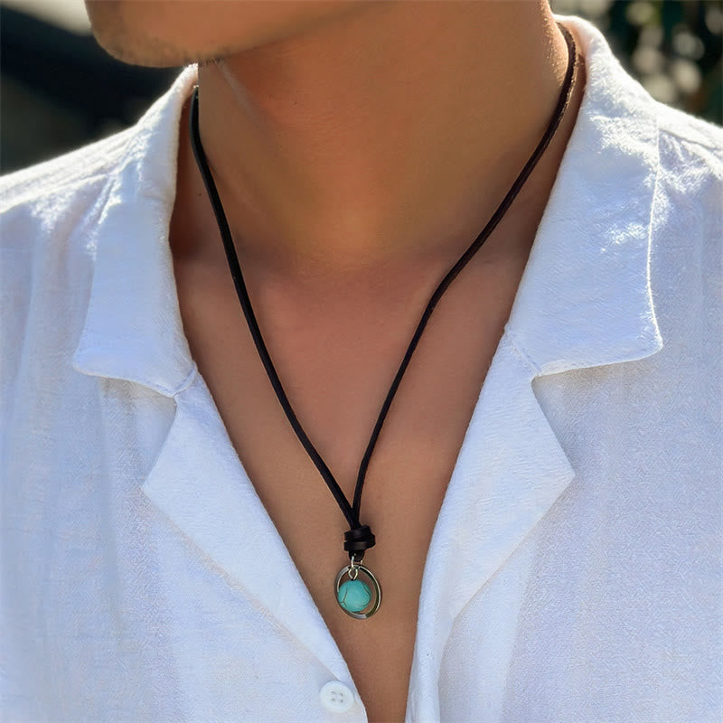 KarmaRipple's Round Turquoise Stone Protection Strength Pendant Necklace p8