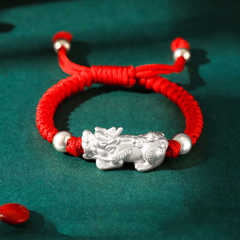 KarmaRipple's 999 Sterling Silver PiXiu Wealth King Kong Weave String Woven Kids Child Bracelet p24