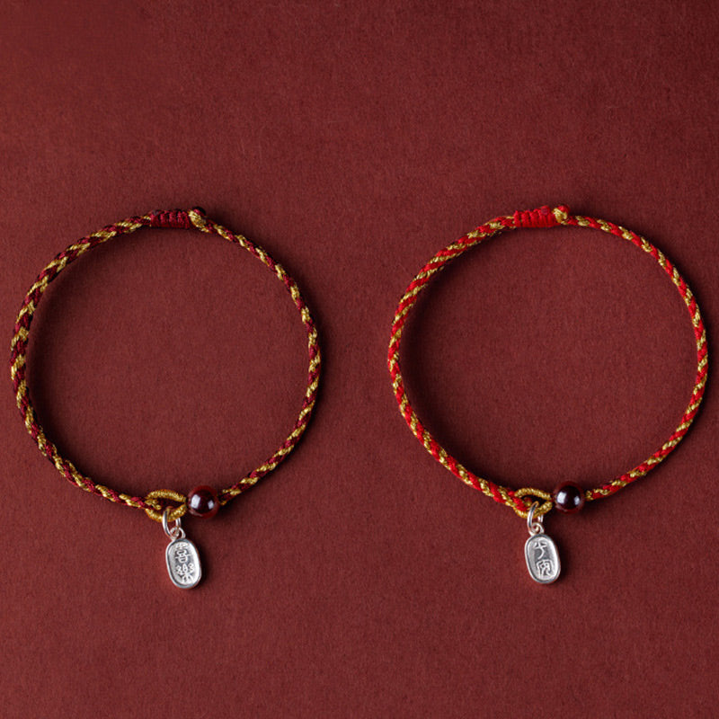 KarmaRipple's Handcrafted Red Gold Rope Lotus Peace And Joy Talisman Braid Bracelet p20