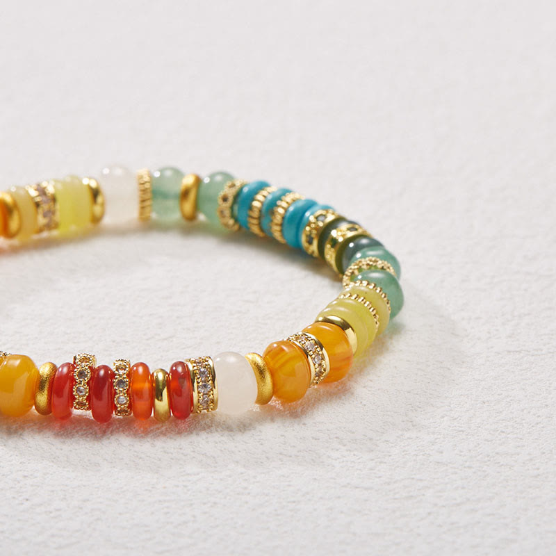 KarmaRipple's Authentic Red Agate Jade Rainbow Confidence Bracelet p2