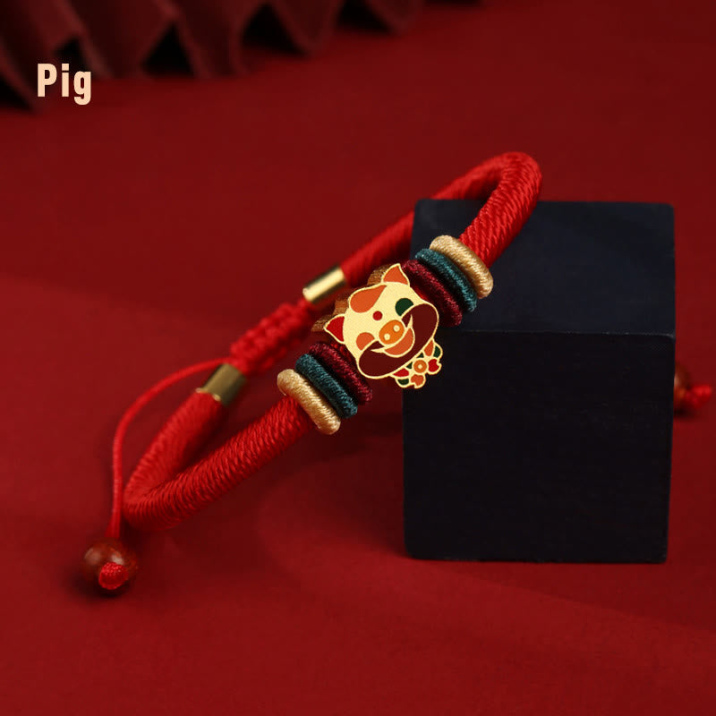 KarmaRipple's Handmade 925 Sterling Silver Year of the Dragon Cute Chinese Zodiac Fortune Woven Red Bracelet p12