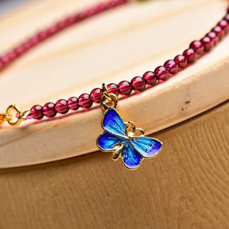 KarmaRipple's Garnet Tourmaline Butterfly Protection Bracelet Anklet p10