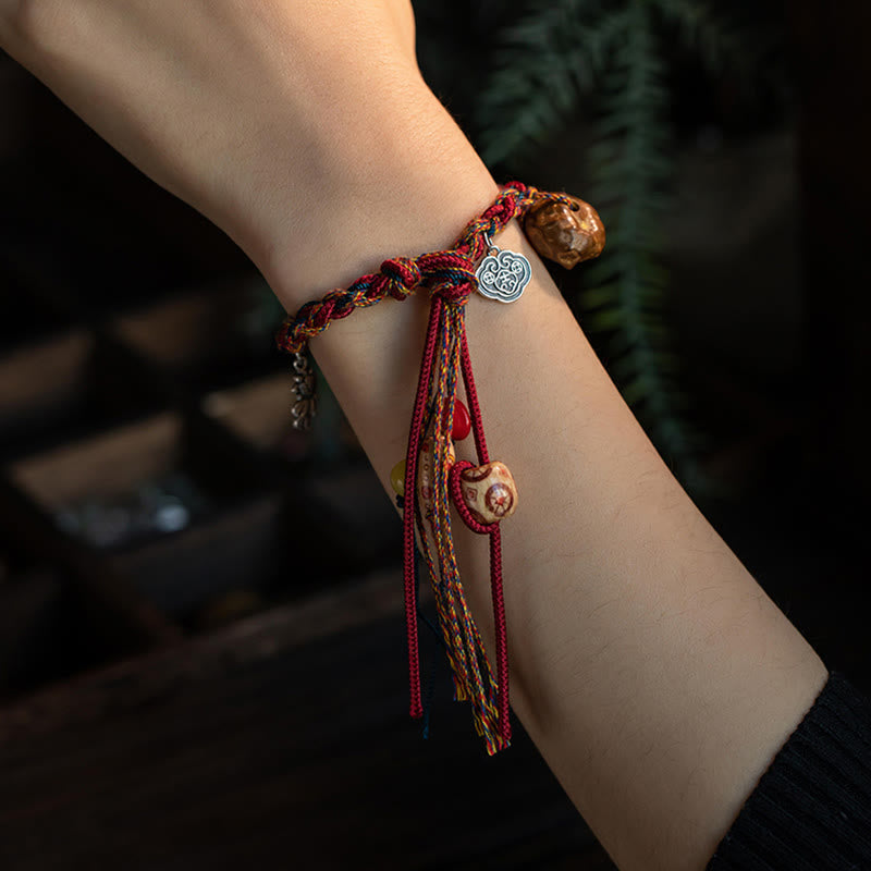 KarmaRipple's Tibetan Handmade Colorful Thread 925 Sterling Silver Koi Fish Protection Strength String Bracelet p2