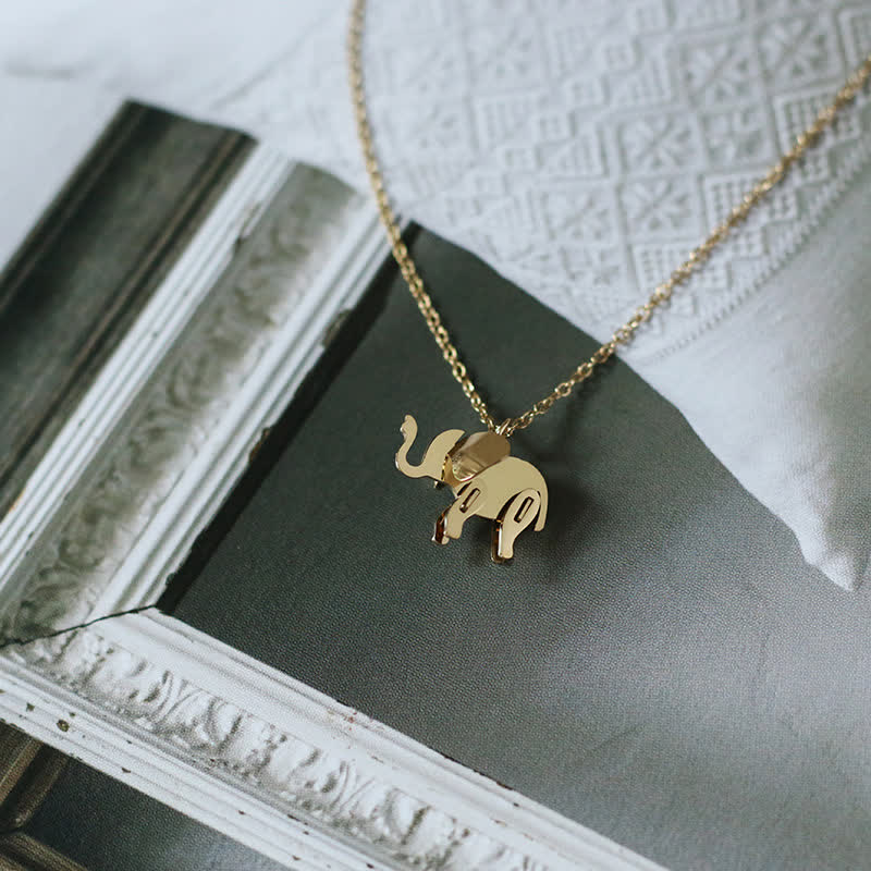 KarmaRipple's Elephant Titanium Steel Fortune Pendant Chain Necklace p3