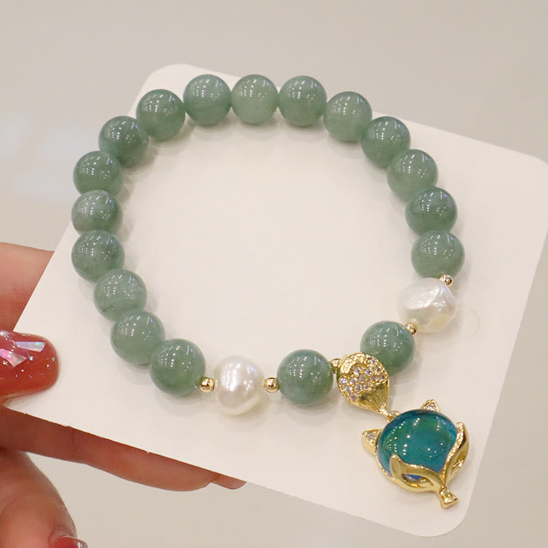 KarmaRipple's Jade Pearl Color-Changing Fox Talisman Fortune Bracelet p1