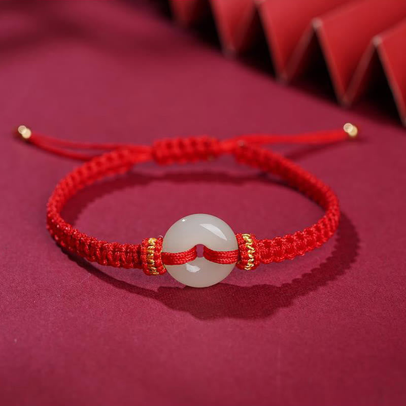 KarmaRipple's Peace Buckle Jade Abundance Woven Bracelet p13