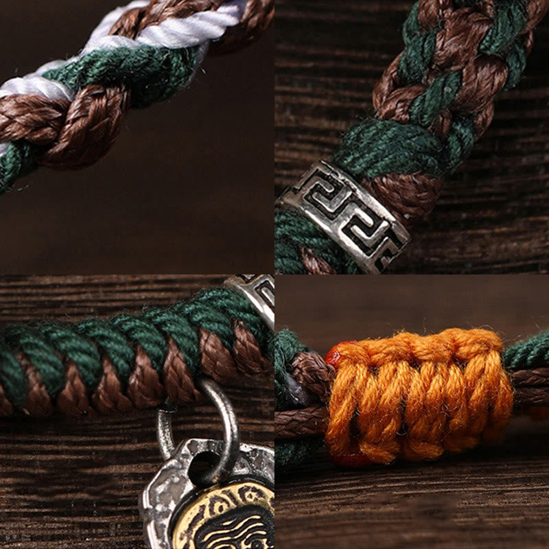KarmaRipple's Handmade Tibetan Silver 925 Sterling Silver Zakiram Goddess of Wealth Camel Bone Protection Woven Bracelet p11