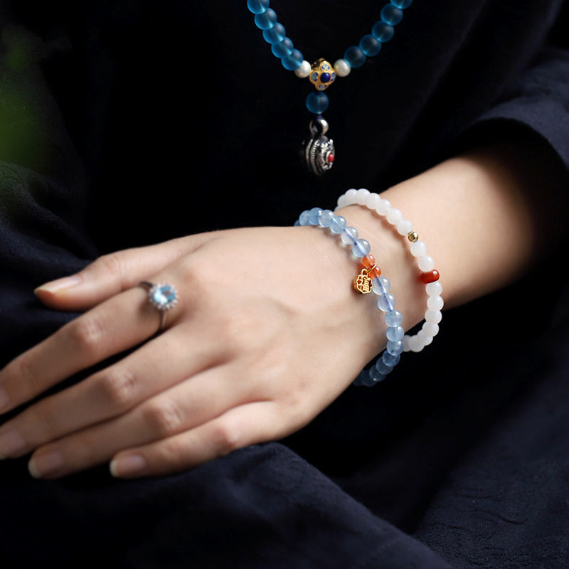 KarmaRipple's Authentic Aquamarine Red Agate Balancing Talisman Bracelet p3