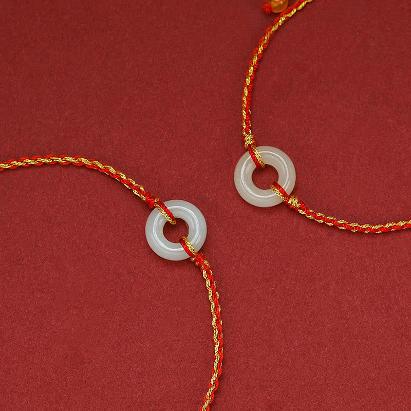 KarmaRipple's Round Peace Buckle Jade Fortune Abundance Woven Bracelet Anklet p3